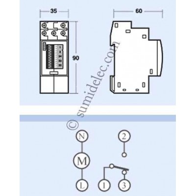 Interruptor horario analógico INCA DUO QRS 230V 2 módulos con reserva > 100  h semanal maniobra mínima 2 h poder de ruptura: 16(4)A / 250V AC -  Guarconsa - Distribuidor de material eléctrico líder en Madrid