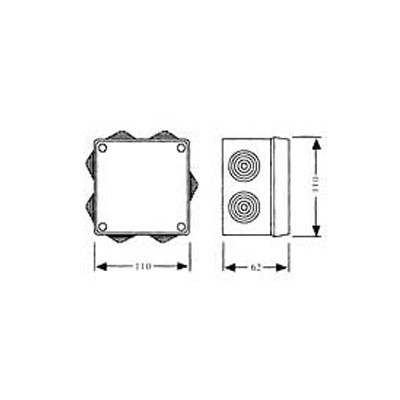 Caja estanca YBOX 100x100x55 con conos Ø 25 mm SOLERA Y715N Negro