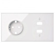 Kit front 2 elementos 1 enchufe 1 cargador 2xUSB 10020205-130 blanco Simon 100