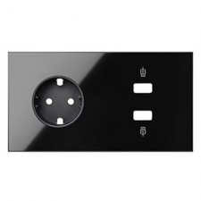 Kit front 2 elementos 1 enchufe 1 cargador 2xUSB 10020205-138 negro Simon 100