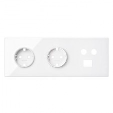 Kit front 3 elementos 2 enchufes 1 TV única 1 RJ45 10020303-130 blanco Simon 100