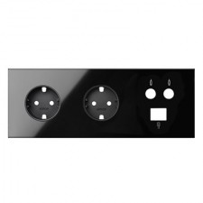 Kit front 3 elementos 2 enchufes 1 TV única 1 RJ45 10020303-138 negro Simon 100