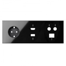 Kit front 3 elementos 1 enchufe 1 HDMI 1 USB 1 TV 1 RJ45 10020304-138 negro Simon 100