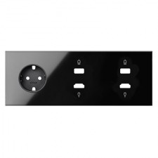 Kit front 3 elementos 1 enchufe 2 HDMI 2 USB 10020305-138 negro Simon 100