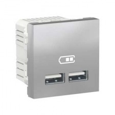 Cargador USB doble NU341830 New Unica Schneider aluminio