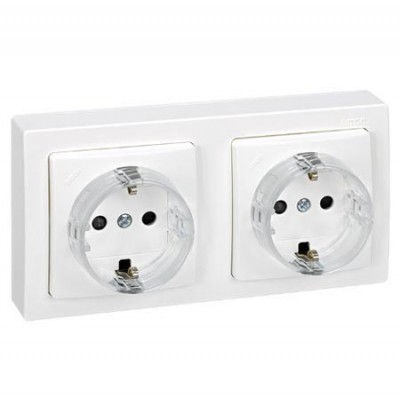 BASE SCHUKO + DOBLE INTERRUPTOR SUPERFICIE