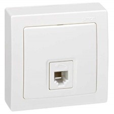 Toma telefónica monobloc RJ12 Simon 73481-50 de superficie blanco