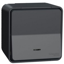 Pulsador con LED estanco superficie Schneider MUR35028 Mureva Styl gris