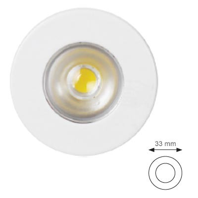 Ojo de buey LED blanco 1w Epistar COB 3000K cálida 33mm diámetro