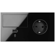 Kit front derecha 10020209-138 Simon 100 negro 1 USB 1 tecla regulable 1 enchufe