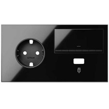 Kit front simon 100 izquierda negro 10021209-138 enchufe + cargador USB + tecla regulable