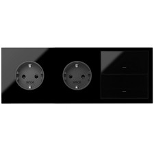 Kit front Simon 100 negro 10020310-138 3 elementos 2 enchufes 2 teclas