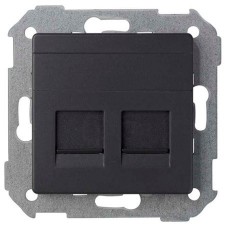 Tapa Simon 8200006-098 concept negro mate para tomas RJ45 doble