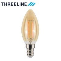 Bombilla LED filamento vela 4W Threeline Gold 2500K luz cálida 440lm