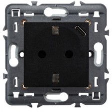 Enchufe Schuko + Cargador USB tipo C Legrand 741434 Valena Next dark