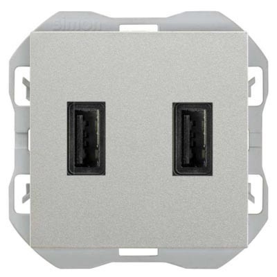 Cargador USB doble A+A Simon 270 3,1A Smartcharge aluminio 20000196-093  SIMON