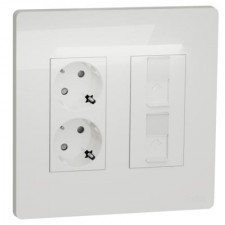 Kit puesto de trabajo NU112118 Schneider New Unica 2 Schukos 2 rj45