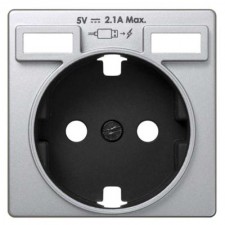 Tapa enchufe Schuko cargador doble USB Simon 8200049-033 aluminio
