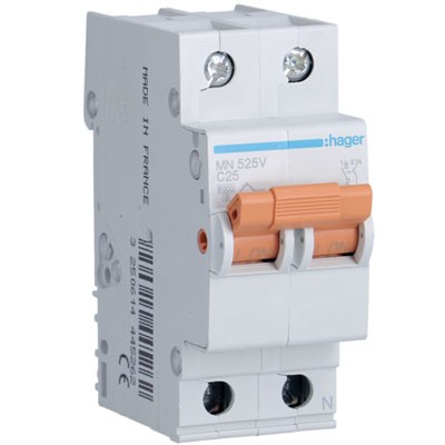 Interruptor automático magnetotérmico 1P+N 25A 6kA - Cablematic