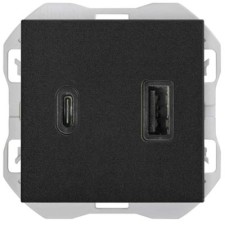 Cargador USB Smartcharge 3.1A Simon 20000296-098 Tipo A+C negro mate