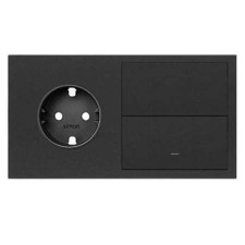 Kit front 1 enchufe 1 tecla Simon 100 negro mate 10020203-238 2 elementos