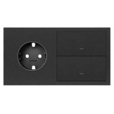 Kit front 1 enchufe 2 teclas Simon 100 negro mate 10020204-238 2 elementos