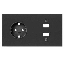Kit front 1 enchufe 1 USB doble Simon 100 negro mate 10020205-238