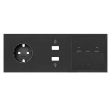 Kit front Simon 100 10020306-238 negro mate 1 enchufe 1 USB doble 1 persianas 1 tecla