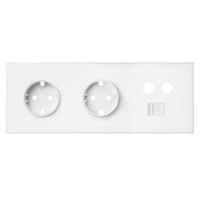 Kit front Simon 100 de 3 elementos 2 enchufes 1 TV 1 RJ45 10020303-230 blanco mate