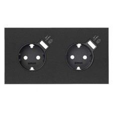 Kit front Simon 100 2 enchufes con cargador USB 10020211-238 negro mate