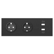 Kit front Simon 100 10020308-238 2 enchufes 2 usb negro mate