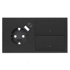 Kit front 2 elementos 1 enchufes + USB 2 teclas 10020212-238 negro mate Simon 100