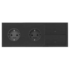 Kit front negro mate Simon 100 10020310-238 3 elementos 2 enchufes 2 teclas
