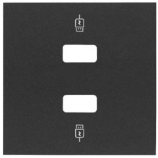 Tapa para cargador de USB doble Simon 100 negro mate 10001096-238
