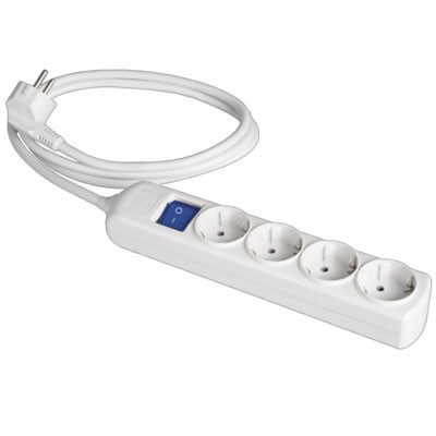 Regleta con interruptor 4 tomas. Cable Alargador. Base de 4 enchufes.