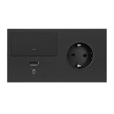Kit front 10020209-238 Simon 100 enchufe + cargador USB + tecla regulable negro mate