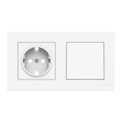 Kit Niessen Sky enchufe Schuko + Conmutador Marco 2 elementos blanco