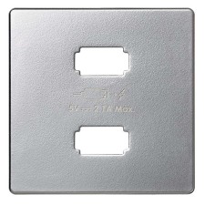 Tapa toma cargador usb doble simon 8221096-093 aluminio frío