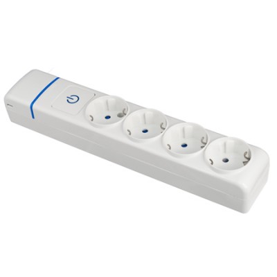 Regleta con 4 enchufes Schuko 2P+T de 16A 250 V sin cable de color blanco  de Solera 8004 - Hydrabazaar