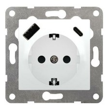 Base enchufe con cargador USB y tipo C 23526-USBC BJC Viva blanco