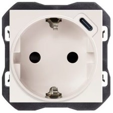 Base enchufe Simon 270 20001432-090 USB C 16A blanco brillo